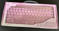 Bytech Wireless Bling Keyboard Pink Rhinestone 2.4GHz USB New picture