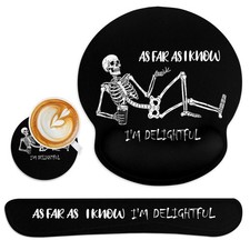 Ergonomic Mouse Pad Set with Wrist Support, Black Skull Design, Comfort & Style picture