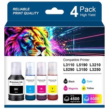 4 PCS T544 Ink Bottle Refills Fits T544120 T544220 L1210 L1250 L3110 L3150 picture