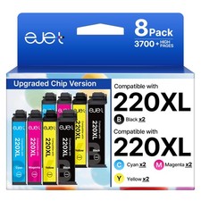 Epson 220XL Ink Cartridges 8 Pack (2 Black, 2 Cyan, 2 Magenta, 2 Yellow) for picture