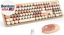 Wireless Keyboard and Mouse Combo,2.4Ghz Retro Full-Size Keyboard with Number Pa picture