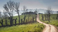 Landscape nature dirt road hills trees spring Custom Gaming Mat Desk picture