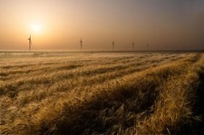 Landscape field sunlight agro wind turbine Custom Gaming Mat Desk picture