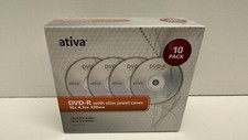 ATIVA DVD-R disc 10 Pk +Jewel Cases Slim  16x 4.7GB Factory Seal  picture