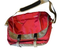 LL Bean Red Shoulder Strap Laptop Computer Messenger 5-Pocket Carry on Bag 18