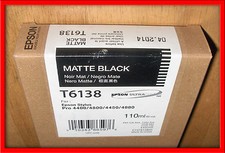 03-2012 NIB 110ML GENUINE EPSON T6138 MATTE BLACK INK STYLUS 4400 4800 4450 4880 picture