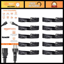 3 Prong Power Cord for Monitor, Computer, TV - 6ft, 18 AWG, UL Listed, 10-Pack picture