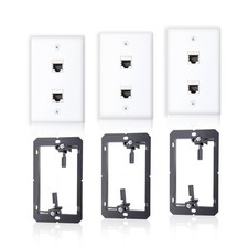 3 Pack CAT7 Ethernet Wall Plate, RJ45 Keystone Jack 2-Port Ethernet Wall Outl... picture