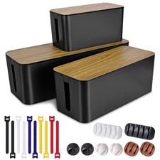 3 Pack Cable Management Box - Wire Organizer, Hide Cords & Clutter, Home Office picture