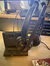 Poly Savi 8220 DECT/Bluetooth Wireless Stereo Boom Headset w/ Base, Black picture