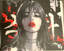 GLSSWRKS Hana Glass Mouse Pad Black Illustrated Gaming Mousepad picture