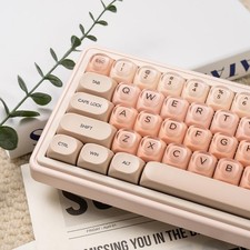 132 Keys PBT Pink Jelly Keycaps MOA Profile Set Fits 61/64/87/104/108 Cherry picture