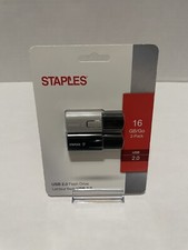 STAPLES 2 X 16 GB Flashdrives USB 2.0 Gray & Black-BRAND NEW picture