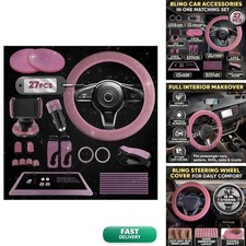 Bling Car Accessories Set Pink 27 Pieces SD-1003 14.5-15