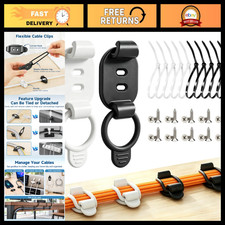 20 Adjustable Cable Management Clips, Self-Adhesive Cord Organizers, Reusable Ho picture