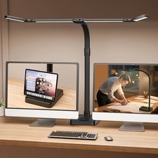LED Desk Lamp for Home Office - 24W Bright Double Head Desk Light All Black picture