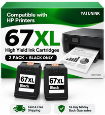 2PK 67XL Ink Cartridge Black For HP ink 67 DeskJet 2700 2755 4155 Envy 6055 6455 picture
