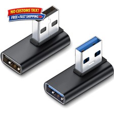 90 Degree USB 3.1 Adapter 2 Pack, Right and Left Angle USB A Male to Female C... picture