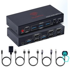 RubiPro HDMI 2.1 Dual Monitor KVM Switch 8K60Hz 2PC USB 3.0 picture