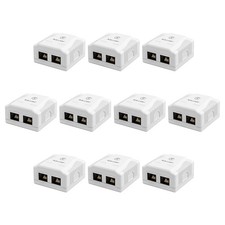 10 PCS 2Port Surface Mount Outlet Box RJ45 Cat6 Junction Ethernet Wall Jack picture