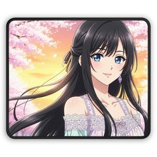 Black Haired Anime Girl Gaming Mouse Pad picture