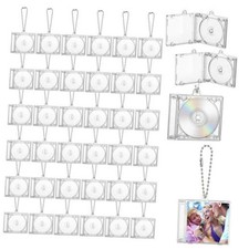 40 Pcs Mini Cd Keychain Album Cases with Mini CD, Plastic Cd Cases Clear DVD picture