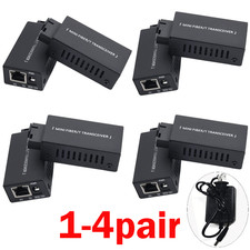 1-4Pair Fiber Media Converter Gigabit 100/1000Mbps SC to RJ45 20KM With Sockets# picture