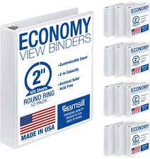 3 Ring Binder 2 Inch 425 Sheet Capacity Round White 12 Pack Samsill Binders View picture