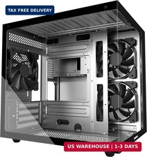 MOROVOL MATX PC Case,270° Panoramic Tempered Glass Panel Gaming PC Case,3 Fans P picture