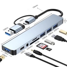 8-in-2 USB Type-C Hub Docking Station Audio Jack Micro SD Reader Adapter picture