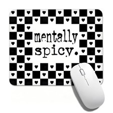 Edgy Mentally Spicy Checkered Mouse Pad,Gothic Aesthetic Desk Mat, Alternativ... picture