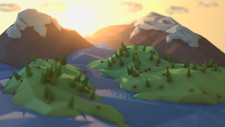 Landscape low poly art mountains sunlight river trees Custom Gaming Mat Desk picture