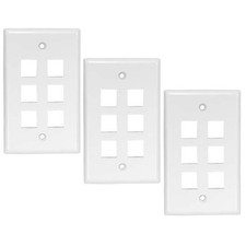 3x 6 Hole Port RJ45 RJ11 Keystone Jack Insert Wall Plate Faceplate 1-Gang White picture
