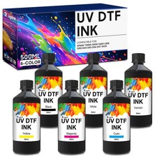 UV DTF Ink for Hard 500ML-UV Ink, Black Cyan Magenta Yellow Varnish White picture