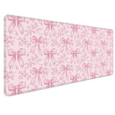 Coquette Pink Floral Large Mouse Pad Bow Peony Flower Desk Mat 31.5x15.7 Inch picture