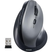 Sanwa Direct Ergonomic Wireless Mouse Prevents Tendinitis Blue LED 5 Buttons picture