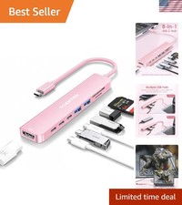 Versatile 8-in-1 USB-C Hub: 4K HDMI, High-Speed Transfer, Rose Gold Finish picture