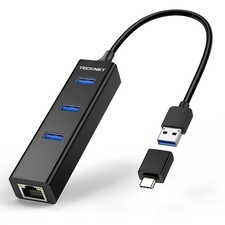 TECKNET USB C to Ethernet, Gigabit Ethernet Adapter for Laptop, Plug & Black picture