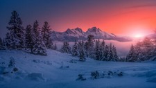 Landscape winter forest nature sunset snow Custom Gaming Mat Desk picture