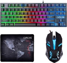Rainbow LED Gaming Keyboard and Backlit Mouse Combo for Laptop PC Computer Game picture