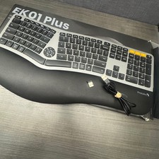 ProtoArc EK01 Plus Ergonomic Wireless Keyboard Black Silver Excellent Bluetooth picture