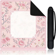 Mahjong Mat 31.5X31.5 Inch Pink, Non-Slip Noise Reduction Gaming Mat with Black picture