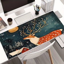 Fun Winter-themed Mouse Pad Featuring a Charming Reindeer Design with Golden A picture