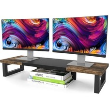 Dual Monitor Stand Heavy Duty Ergonomic Riser Multi Functional Storage Organizer picture