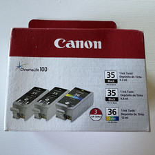 NEW Canon ChromaLife 100 Ink Cartridges Pack For iP100- 2x 35 Black, 1x 36 Color picture