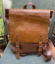 LXY Vegan Leather Backpack Brown Flap Buckle Laptop Pocket Travel Bag picture