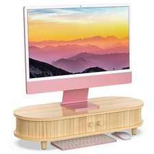 Bamboo Monitor Stand with Storage, 25 Inch Desk Shelf Riser picture
