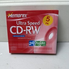 Memorex CD-RW Ultra Speed 5 pack 24x 700 MB 80 Minutes Rewritable 2004 picture