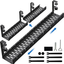 Extendable Under Desk Cable Management Tray Clamp Mount 31 Inch Black Wire picture