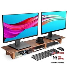 43 inch Finish Monitor Stand for Desk, Cork Legs Dual Black Walnut picture